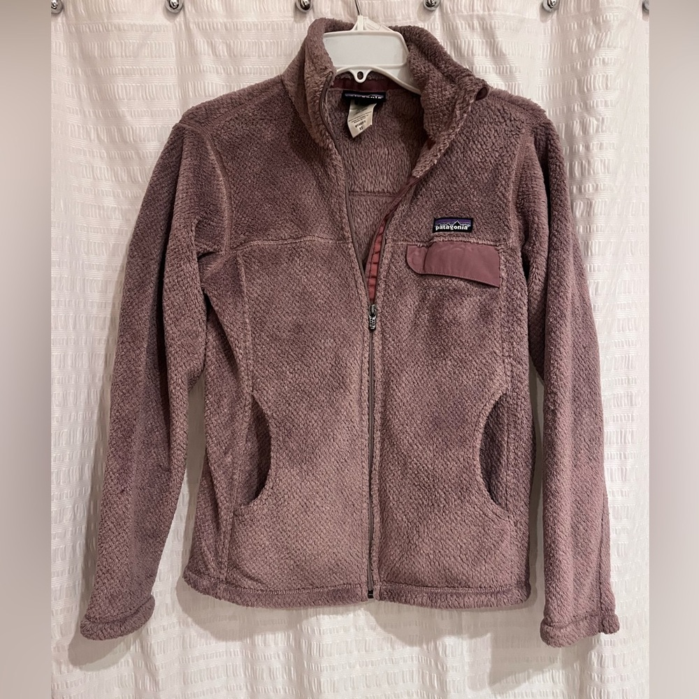 EUC Patagonia XS fleece jacket mauve grey